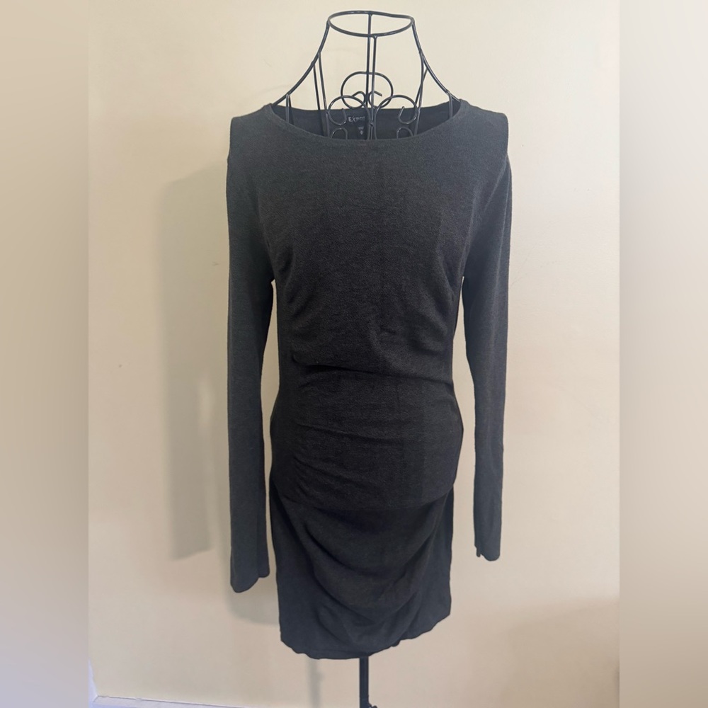 Express Ruched Body-con Long Sleeve in Green Size Medium